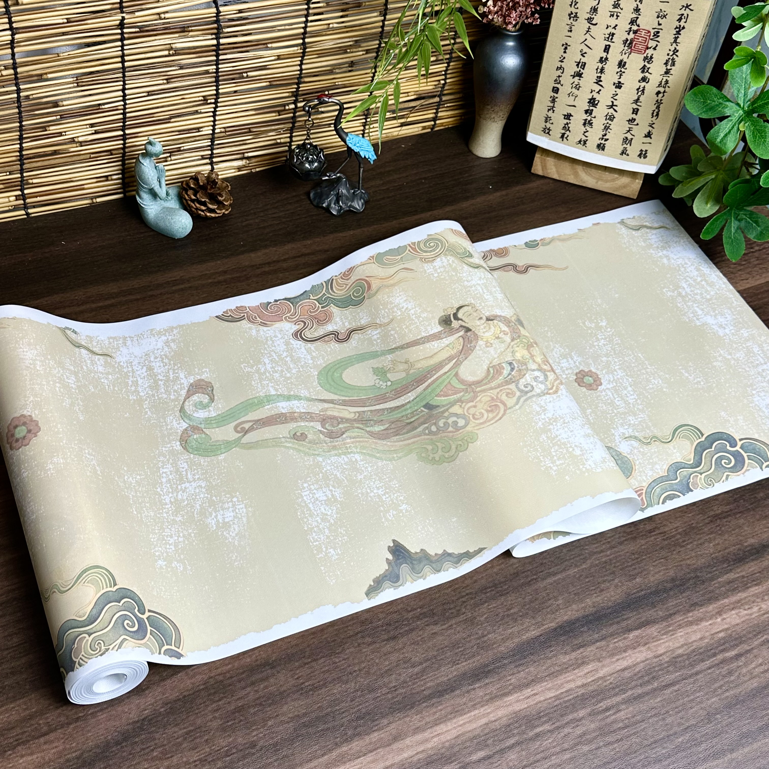 【绢布·敦煌飞天】长卷不洇墨书写细腻流畅