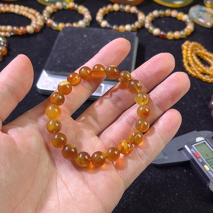 手链琥珀未镶嵌金底溶洞手串卡9