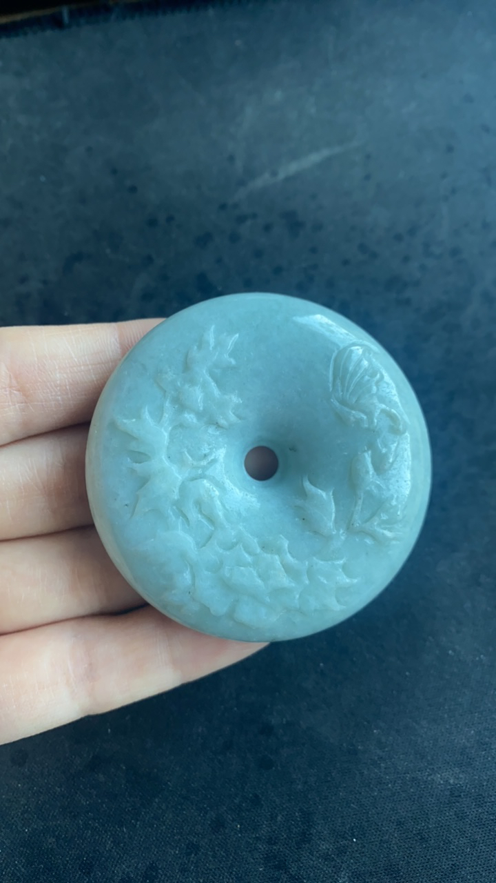 翡翠挂件蝶恋花平安扣0167