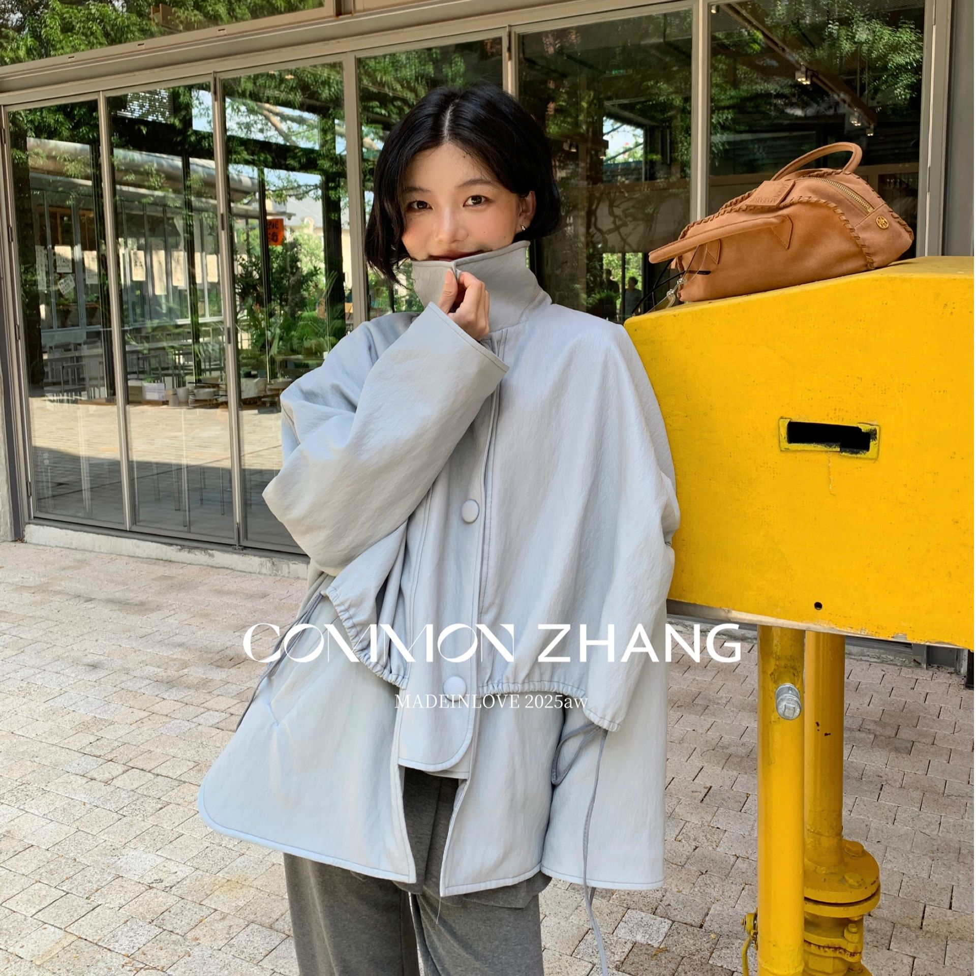 十三行CZ-冬季福秒假两件抽绳皮面棉服#B48215