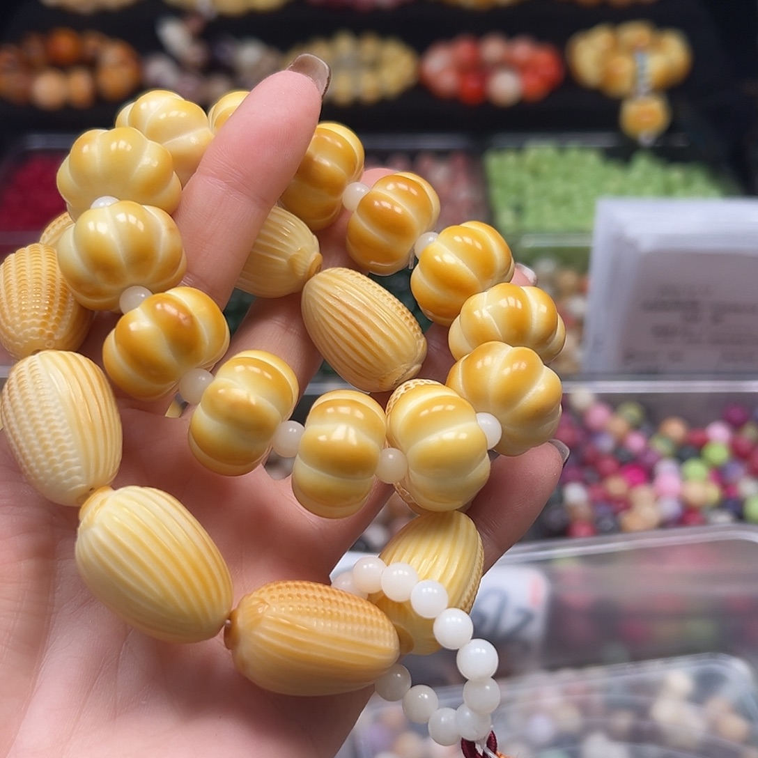 水****手串菩提根/象牙果微瑕22颗牙果有裂