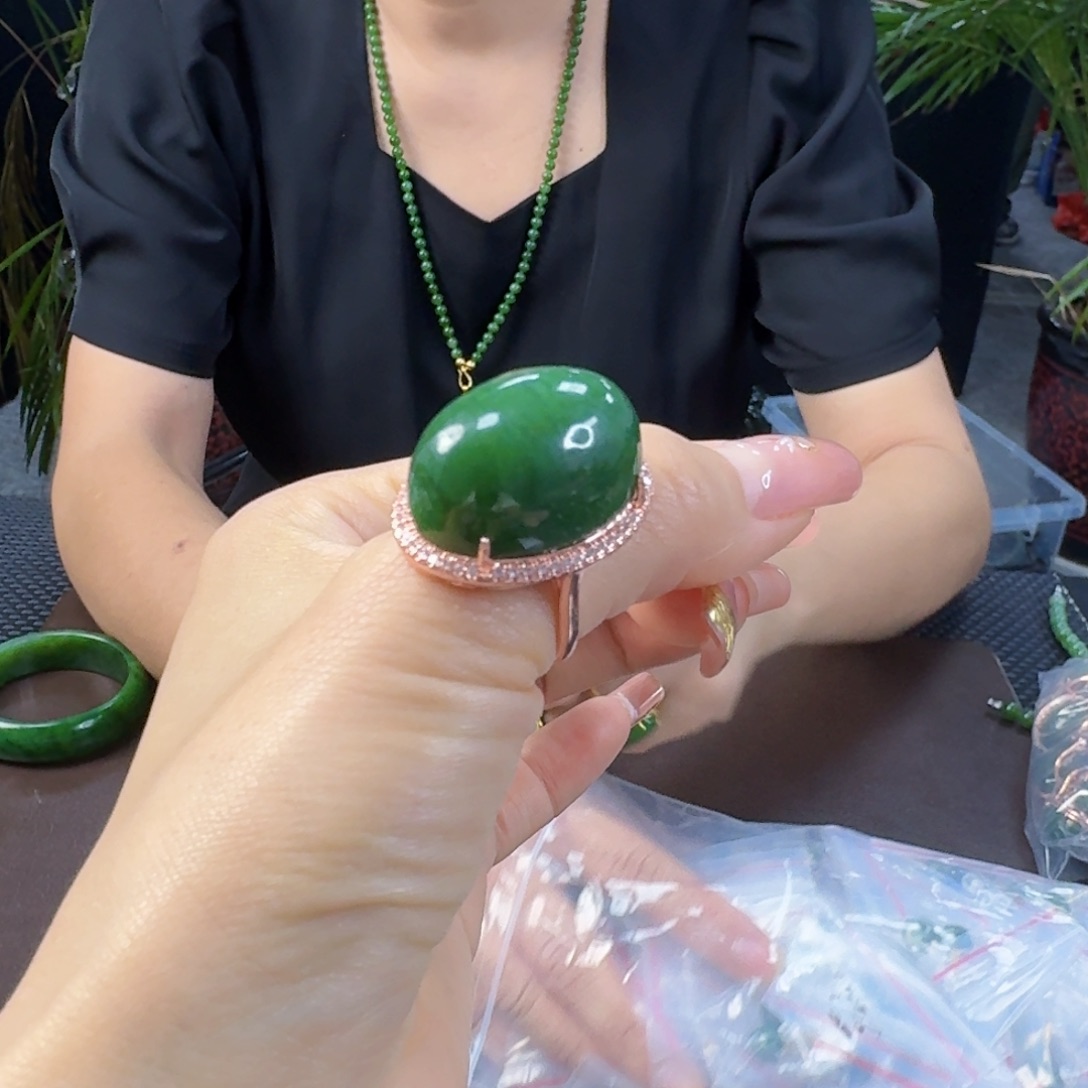 合金戒指和田玉（碧玉）25 18