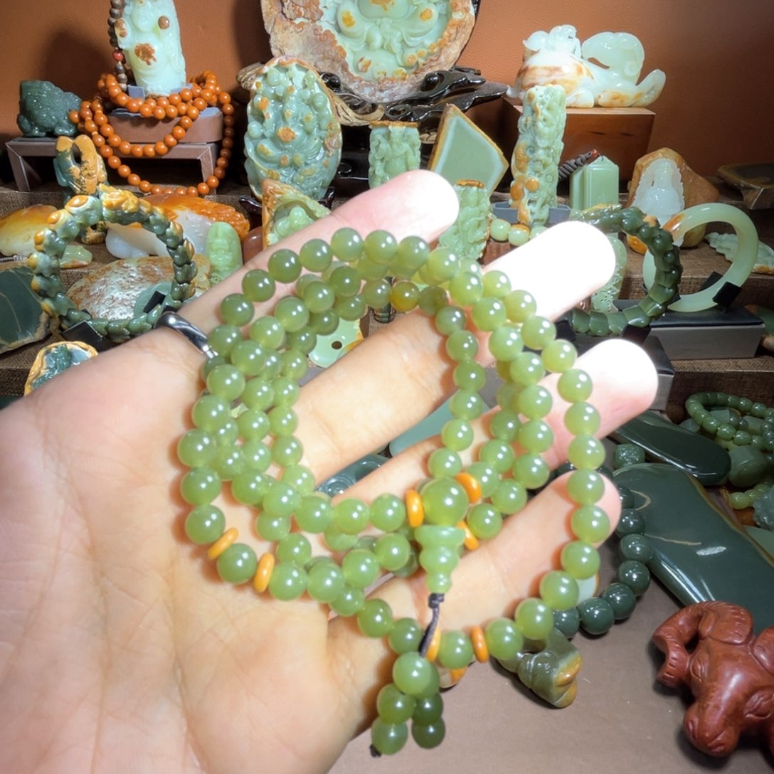 透闪石质玉108卡6未镶嵌