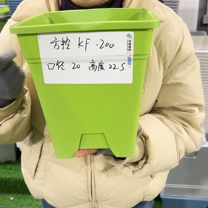 正品方盆口20高22果绿色无托6只