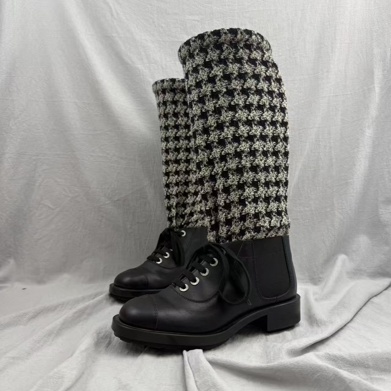 99新 Chanel/香奈儿 36.5码/粗花妮编织厚底长靴