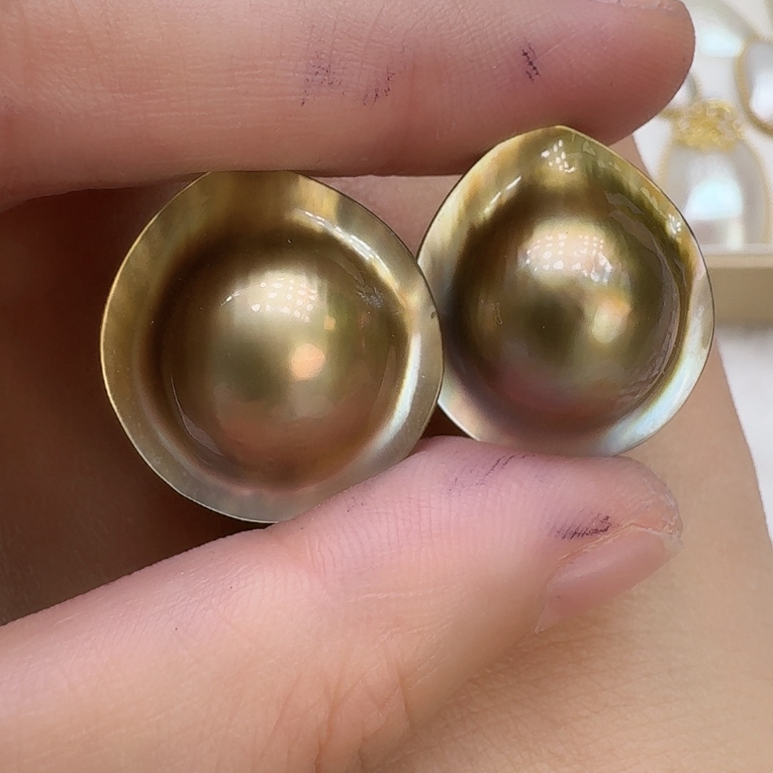 未镶嵌耳饰拼合珍珠（马贝珠）