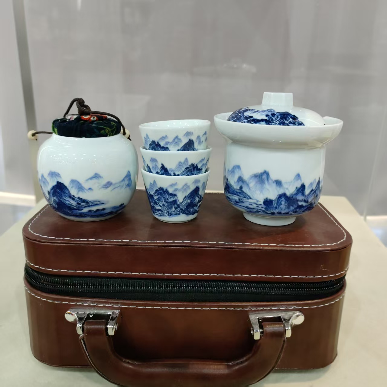 b00559/青花山水茶具/旅行套组