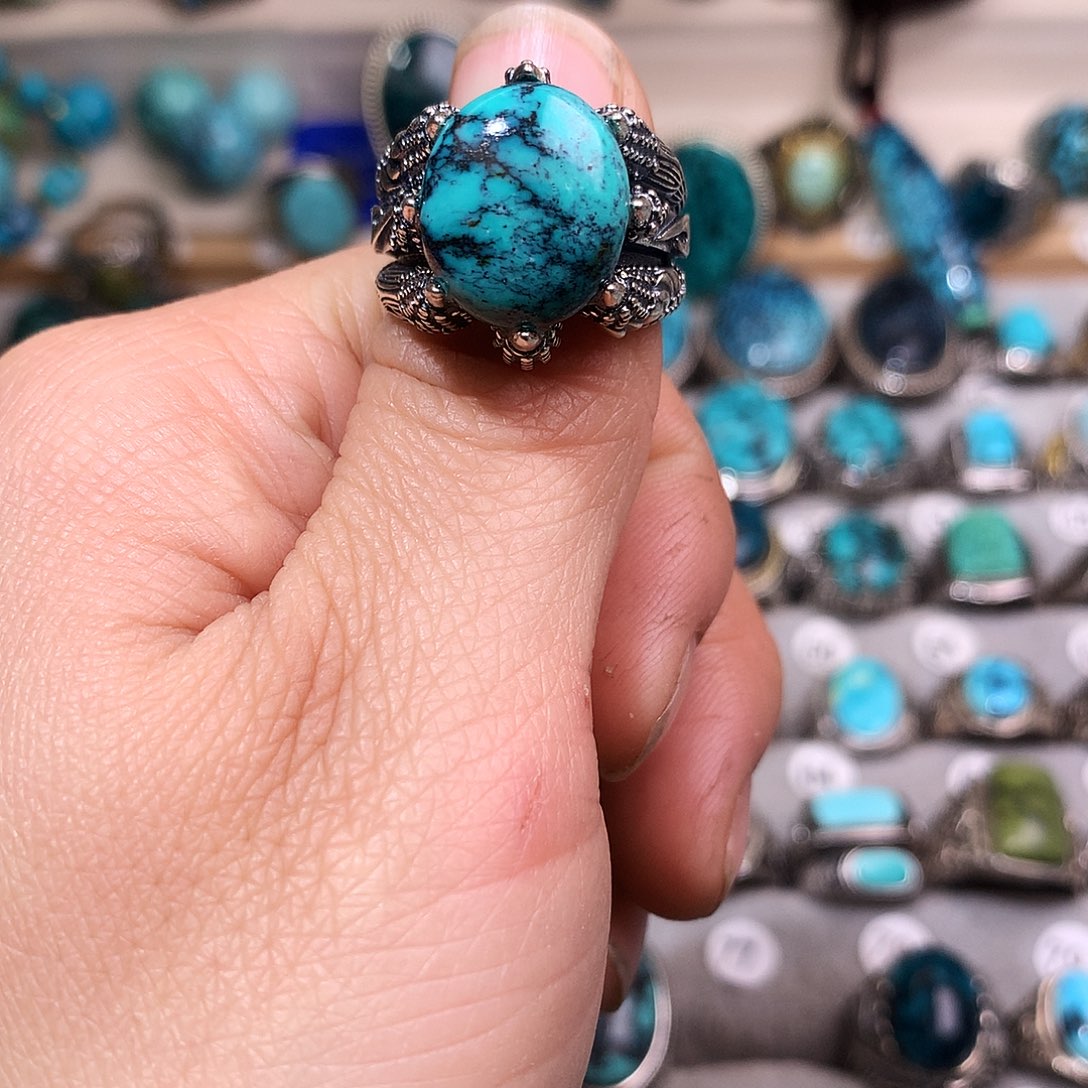 绿松石挂件银S925镶嵌