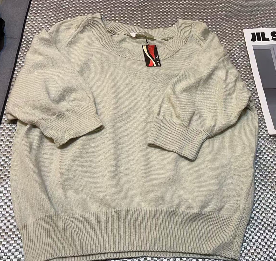 【特价不支持退换】韩版潮流圆领针织短袖T恤上衣女装