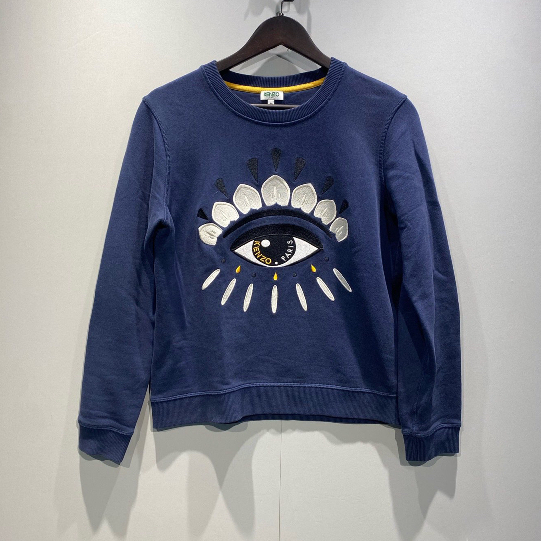 95新 KENZO/肯佐 深蓝大眼刺绣圆领卫衣/m码/0570