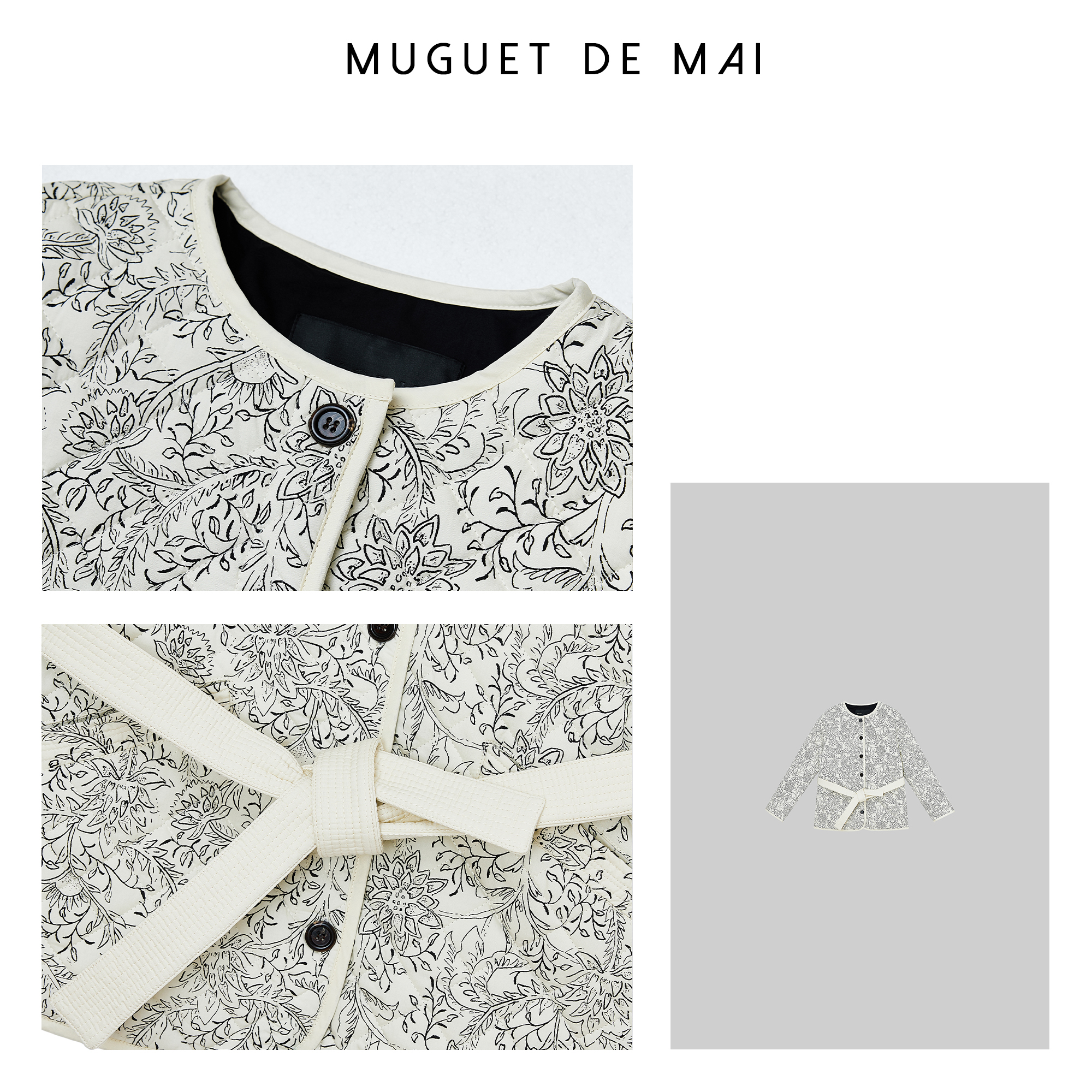 【MGDM】黑白拼色印花双面夹克棉服外套女ZM24180