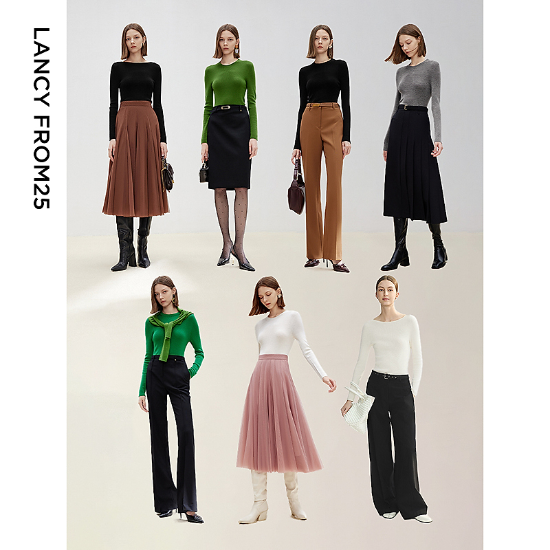 朗姿纯羊毛高级感打底毛衣设计感气质上衣2025新款毛针织衫欧若