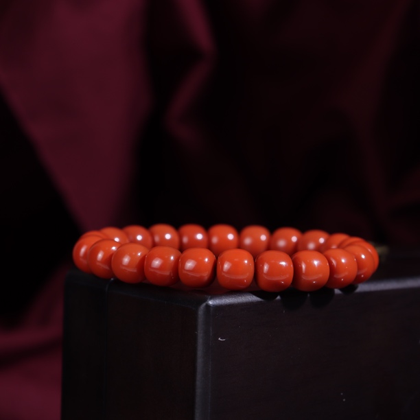 大师坊南红S级作品锦红9-10mm手串