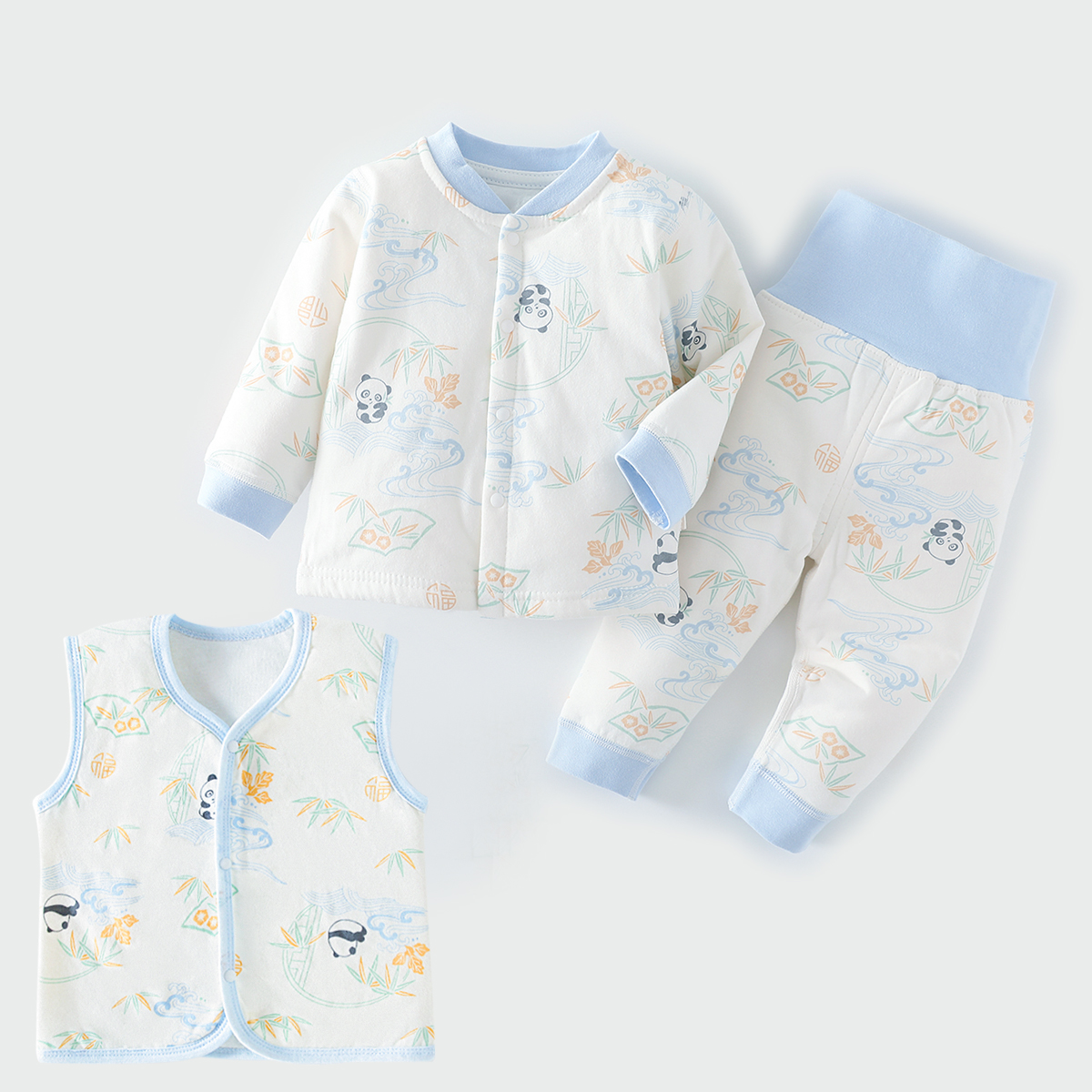 宝宝秋冬保暖套装卡通新生儿护肚婴幼儿上衣40克薄棉高腰套儿童