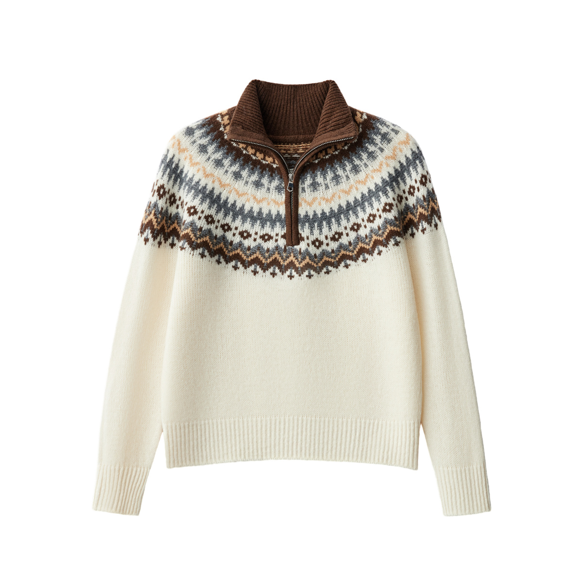 2025秋冬新款百搭费尔岛系列100羊毛（装饰线除外）针织衫W537