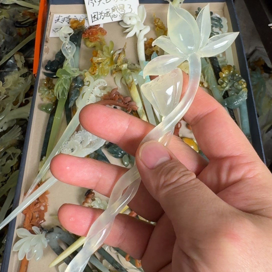 岫玉发饰未镶嵌明君玉簪就是好看