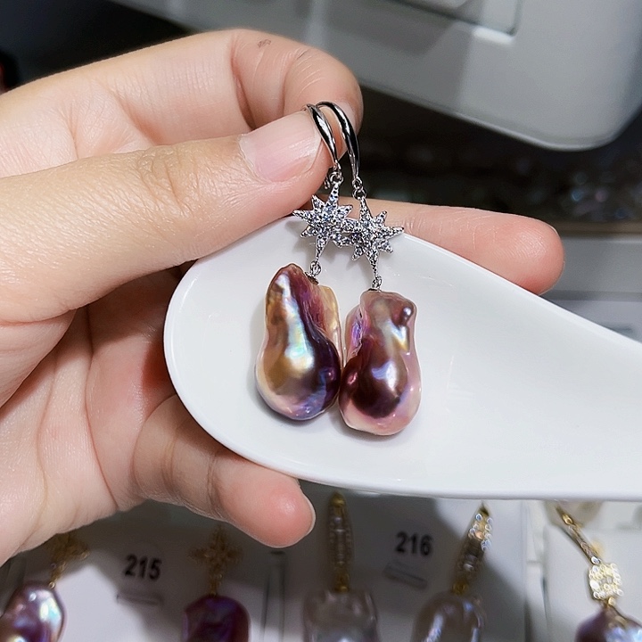 淡水珍珠耳饰银S925镶嵌要***！