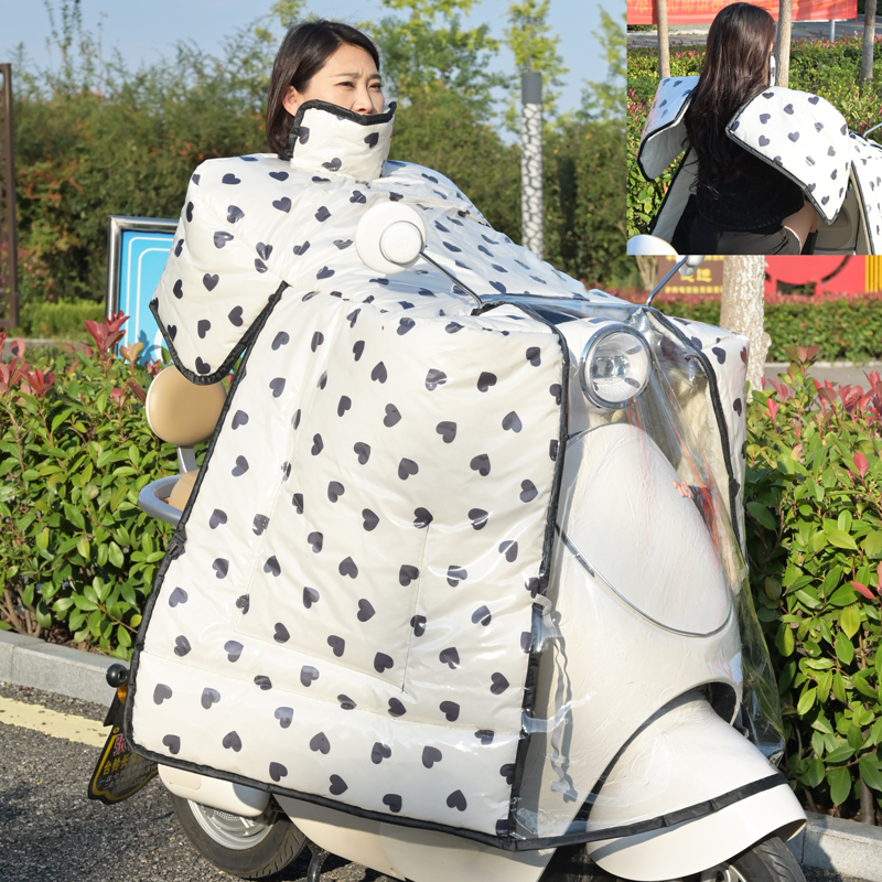钢化膜防暴雨【高端山羊绒】电动车冬季特厚加绒防风全包护肩挡风被