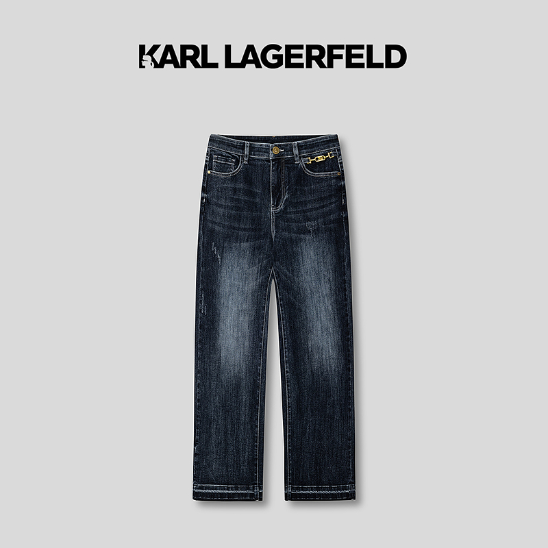 【丽公主专属】KARLLAGERFELD深蓝直筒牛仔裤M22E1120