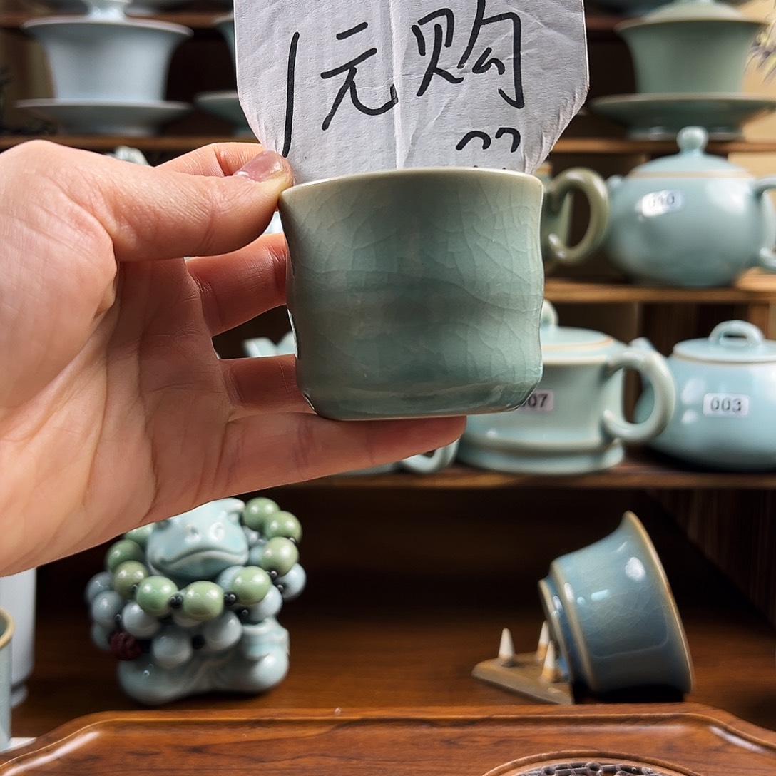 青***瓷仿古釉竹节杯福利价