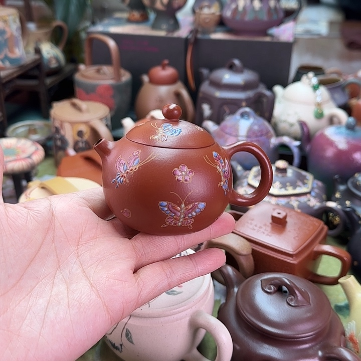 小***意茶壶紫砂蝴蝶西施