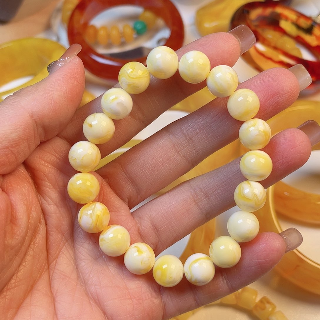 蜜蜡手链未镶嵌蓝***空手串