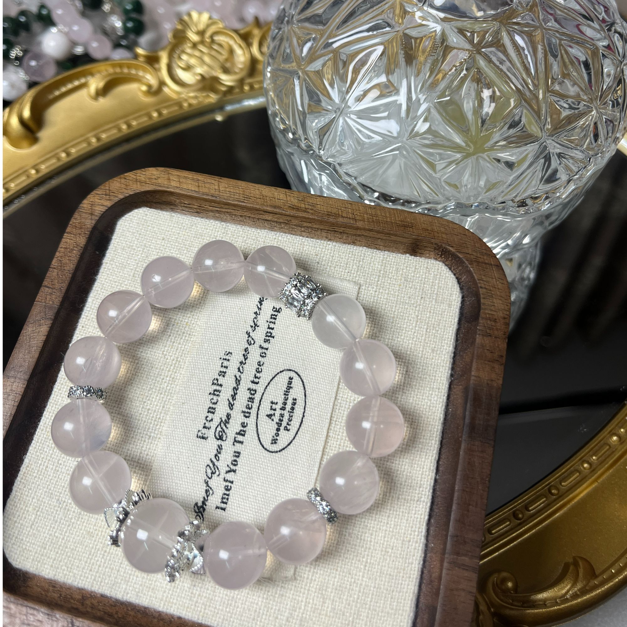 【粉粉恋人】天然冰透粉水晶桃花手串粉色手工气质轻奢小众紫色