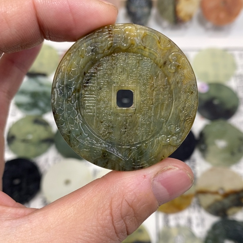 【闪购商品】岫玉颈饰未镶嵌岫玉山鬼花钱吊坠