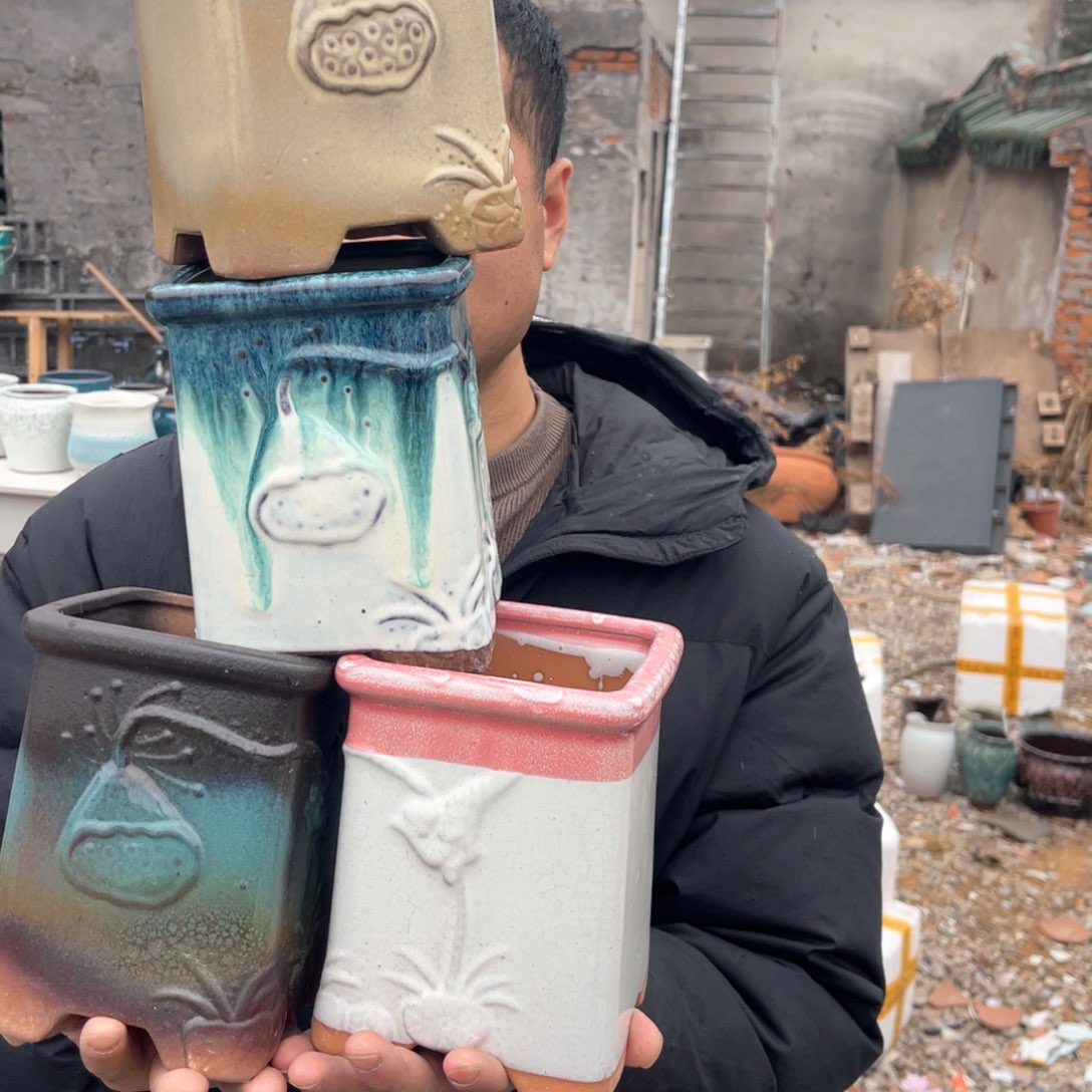 红陶彭于晏花盆0214-1026