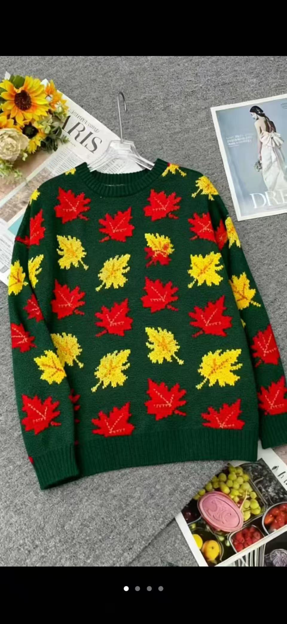 毛衣圆领秋冬枫叶款460