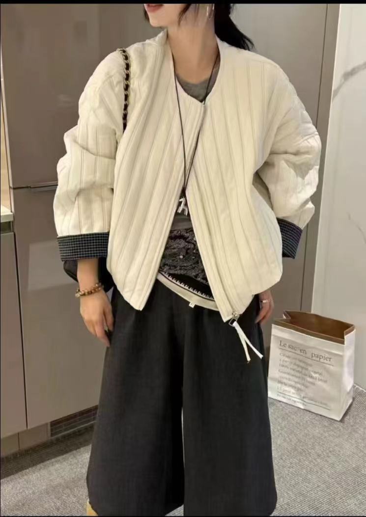 群群家女装纯色外套棉服立领厚款