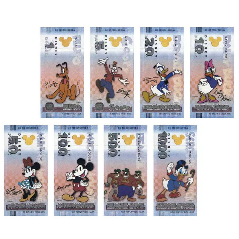 全新迪士尼纪念钞纸钞2025年商业币8张1套米奇米老鼠周边女生送礼