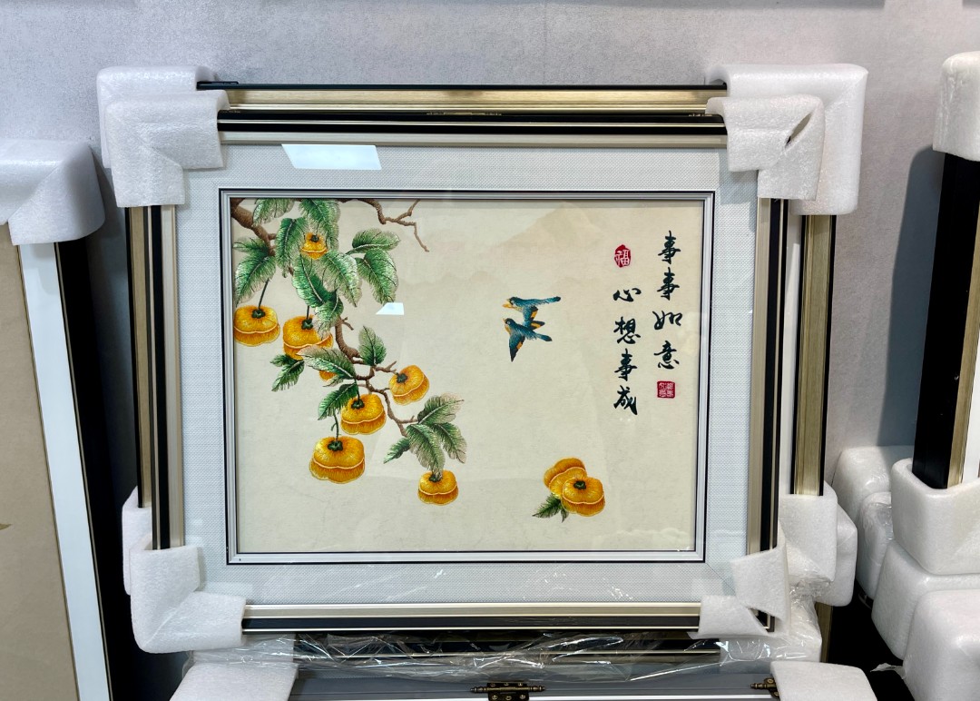 事事如意新中式餐厅装饰画饭桌墙壁挂画暖居电表箱入户柿画