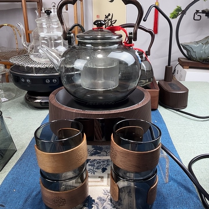 1200毫升煮茶加木纹炉加4杯