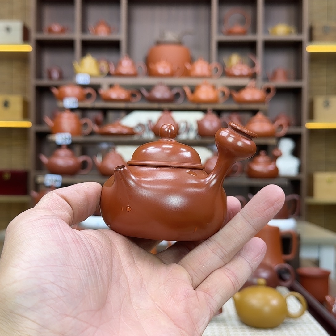 紫砂茶壶潮州手拉壶侧把