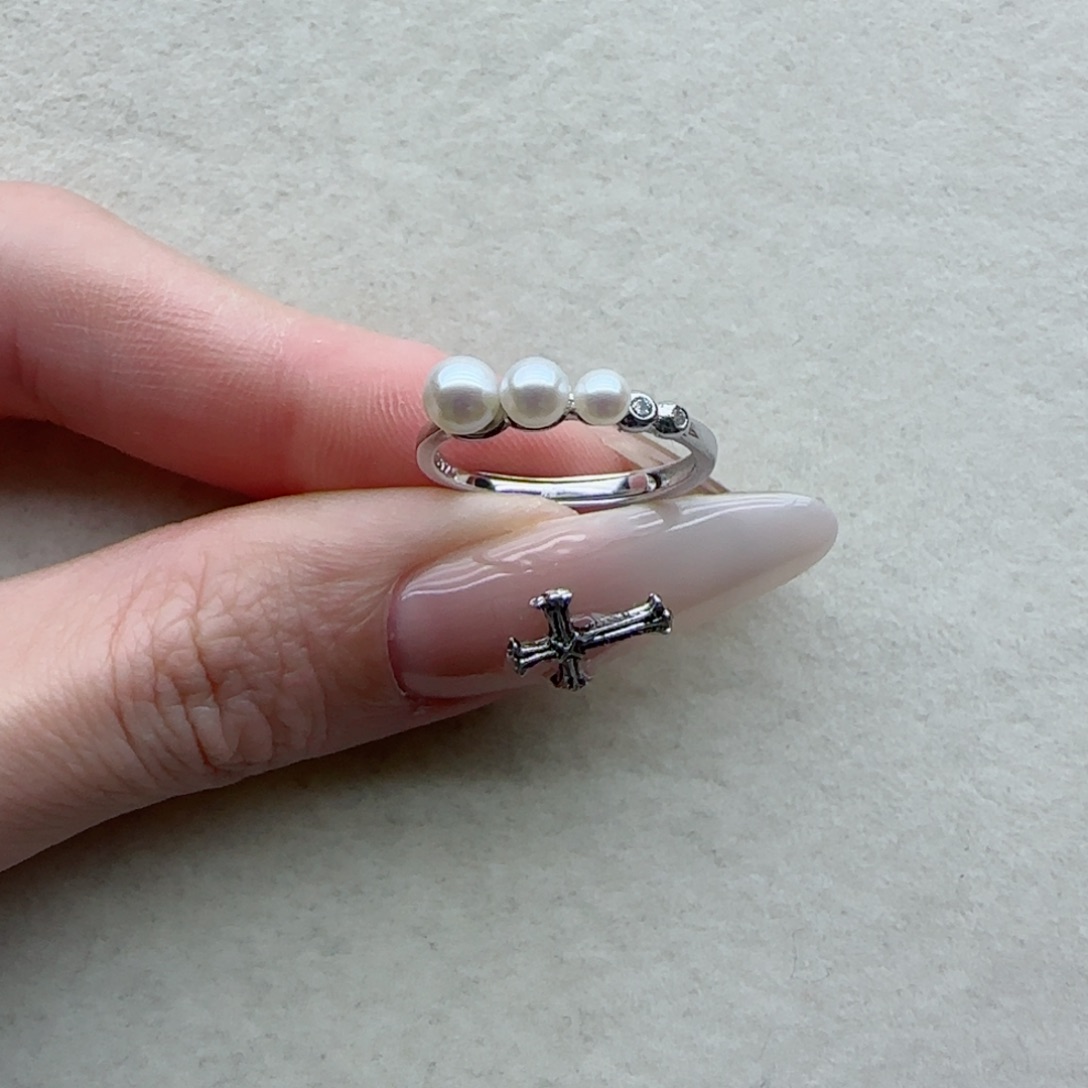 戒指67银S925镶嵌淡水珍珠