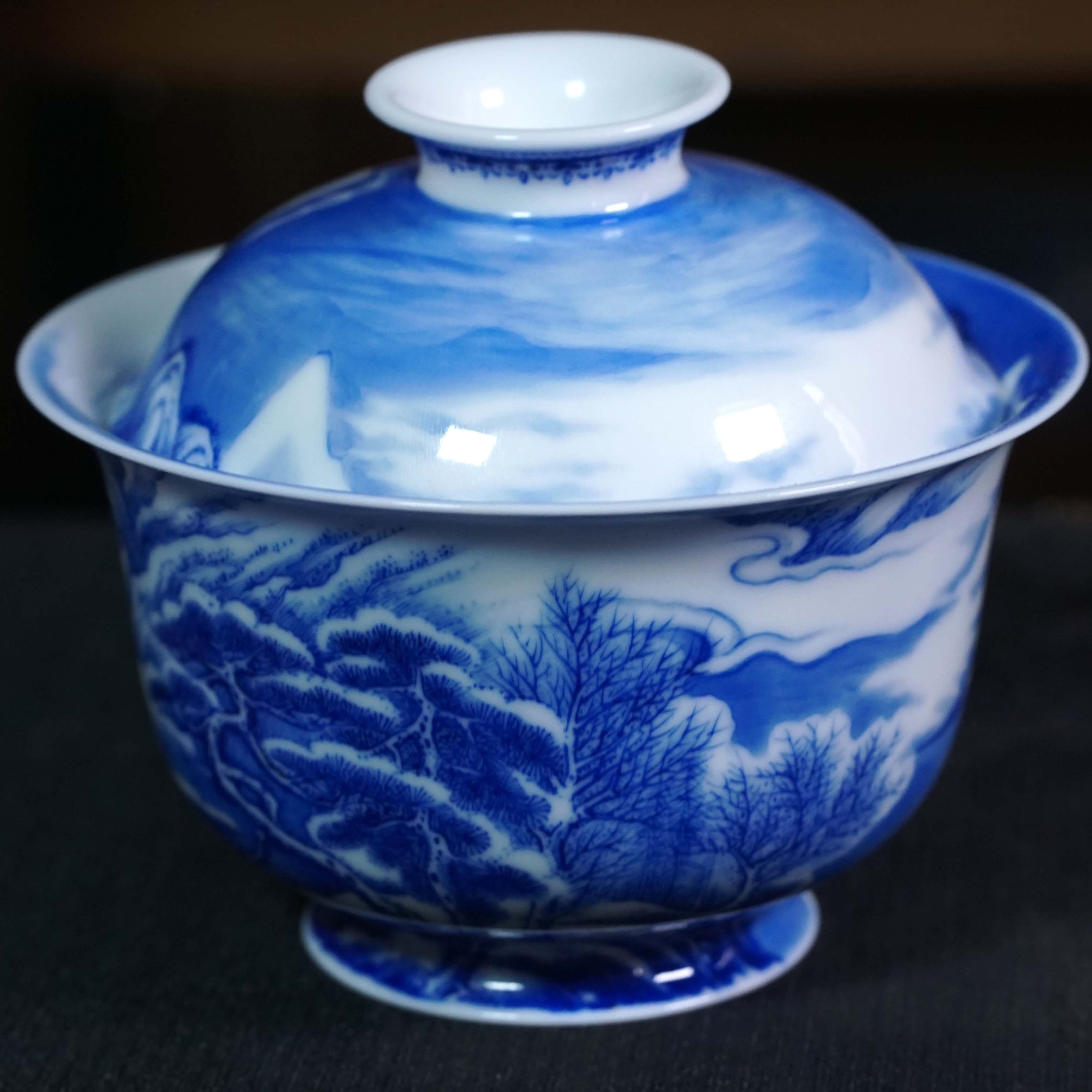 【仪贤】-包款青花内外满绘雪景盖碗