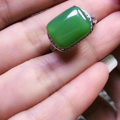 和田玉银S925镶嵌戒指