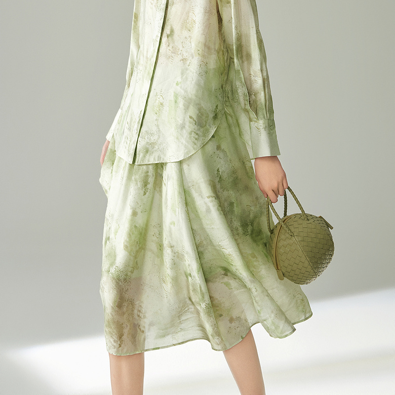 【羊羊粉丝专属】MOFAN摩凡夏新款烟松绿半身裙