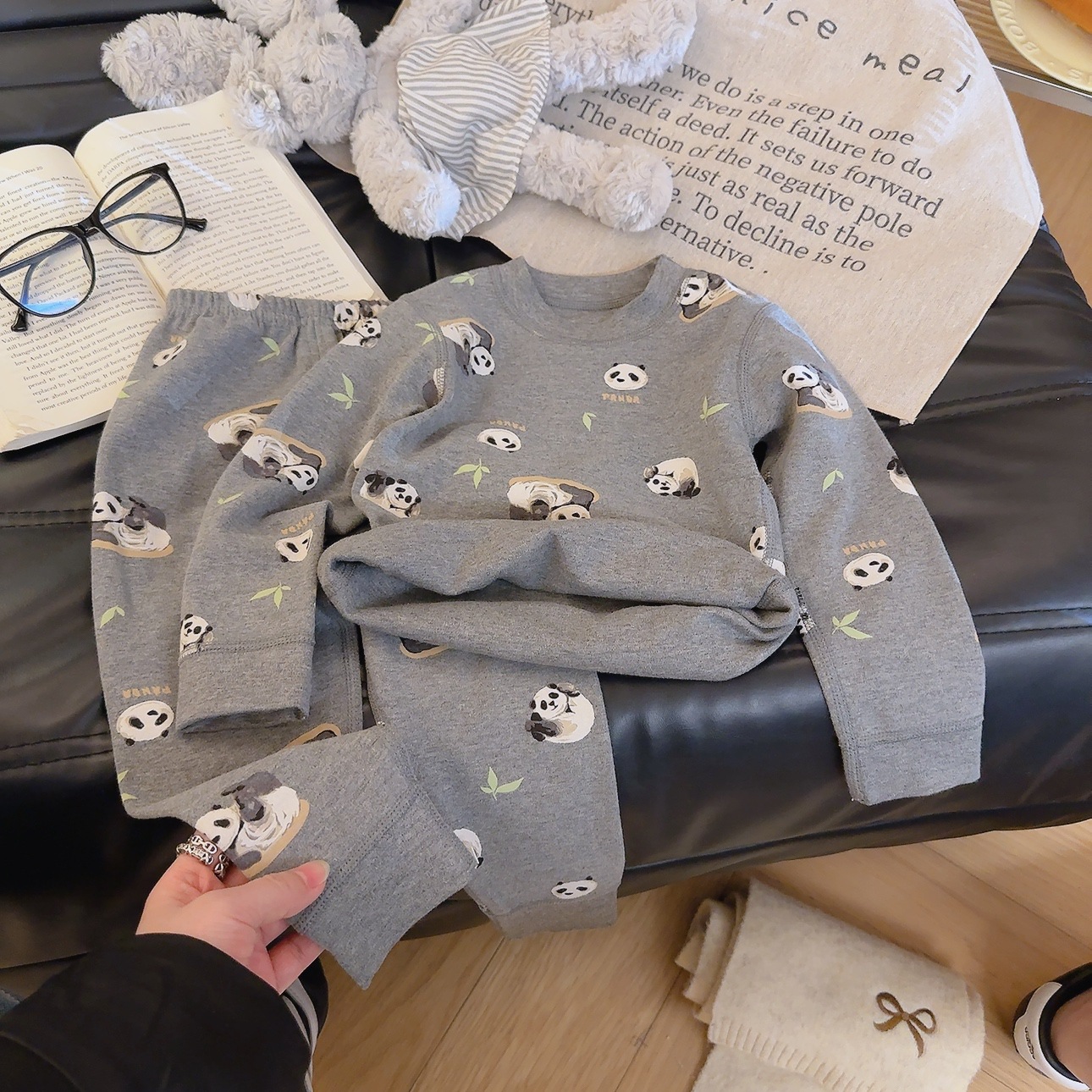 儿童套装中小童秋冬无骨舒绒加厚280克纯棉秋衣秋裤印花家居服