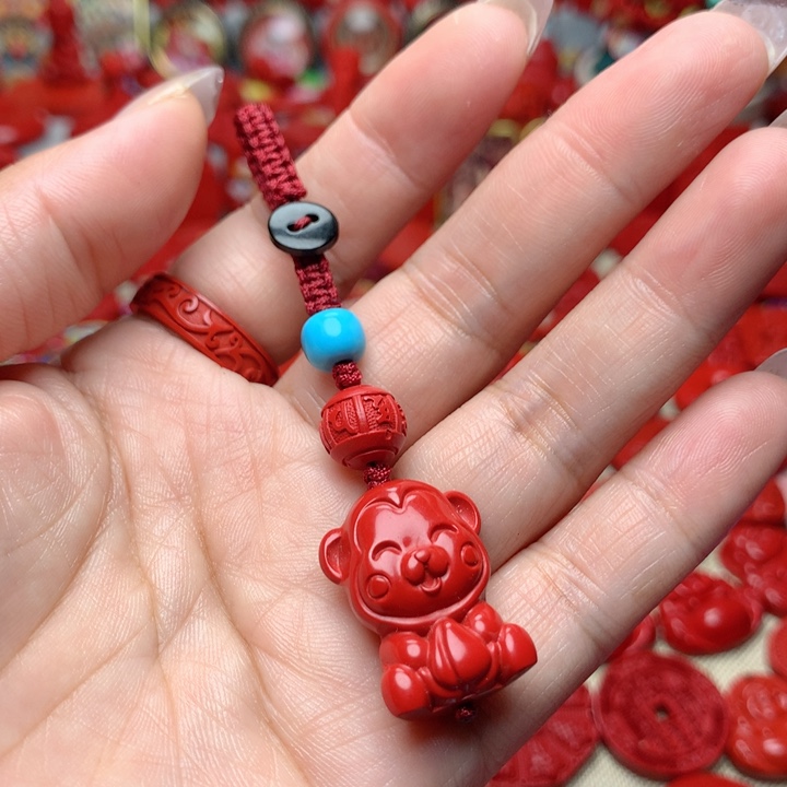 天然辰砂工艺品朱砂钥匙扣