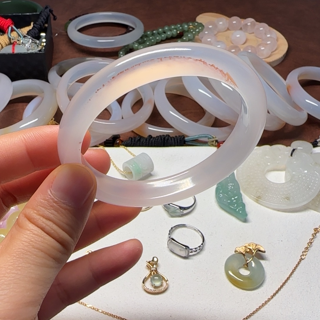 玛瑙合金手镯56正圈