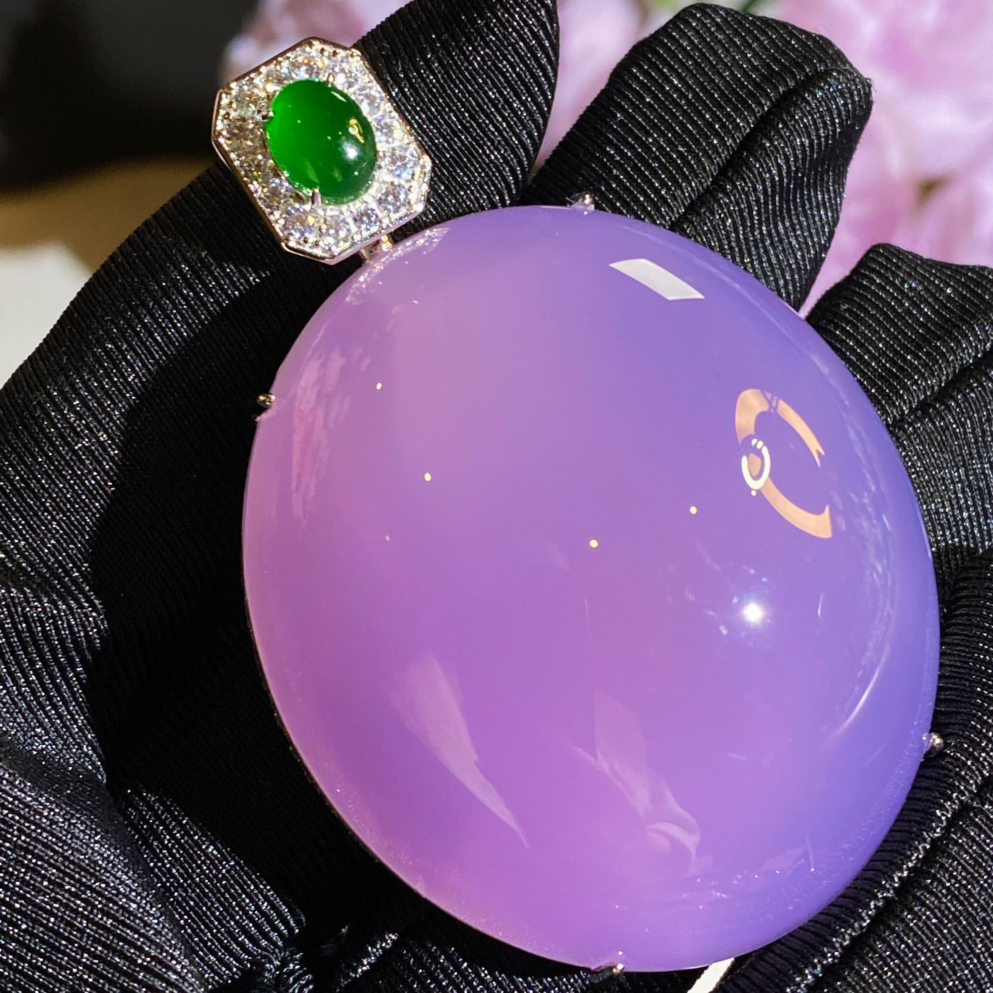 吊坠925银锆石 925镶嵌合成锆石紫色大鸽子蛋气质显白吊坠挂件