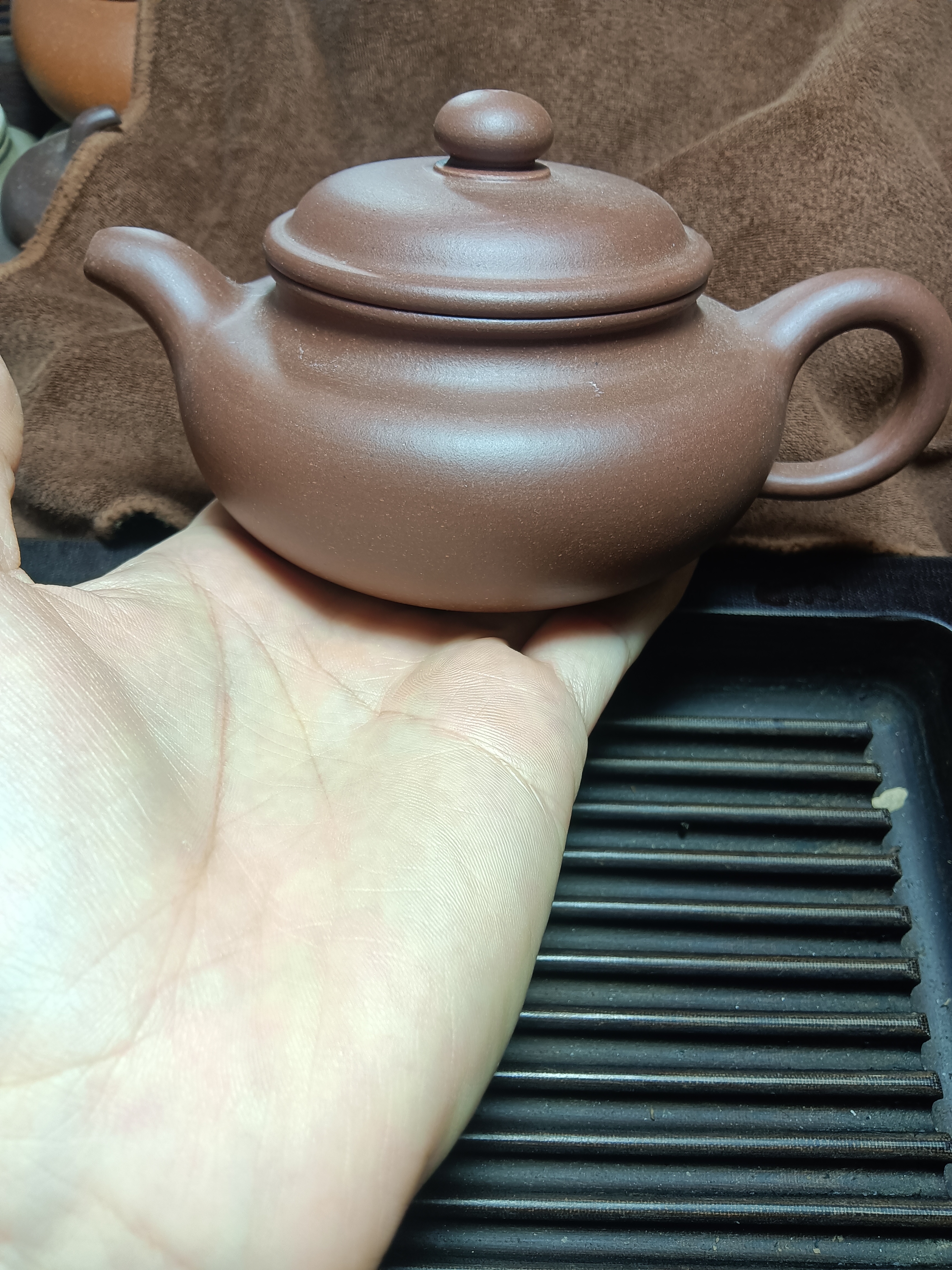 仿古壶半手制原矿底槽清容量200cc水平壶正宗老壶莲子壶紫砂壶