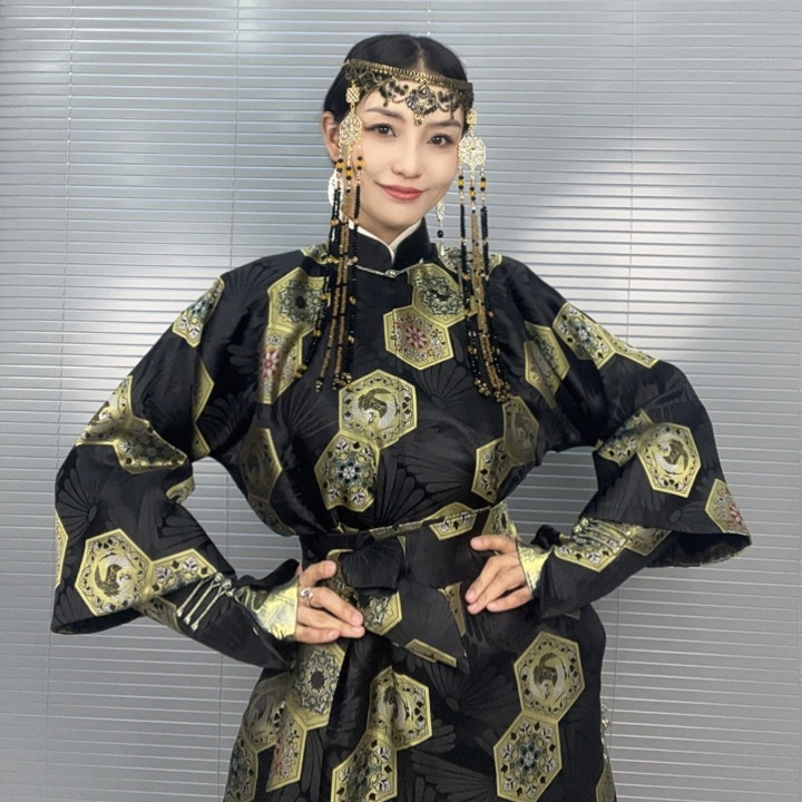 【丝棱锆】新款方形图案设计款民族服装四季款蒙古袍