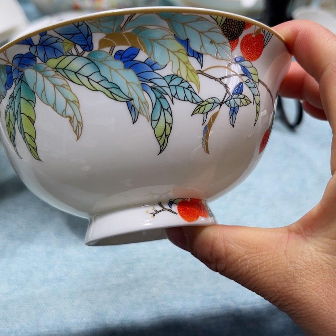 瓷片爱*荔枝高脚腕两个4.5寸