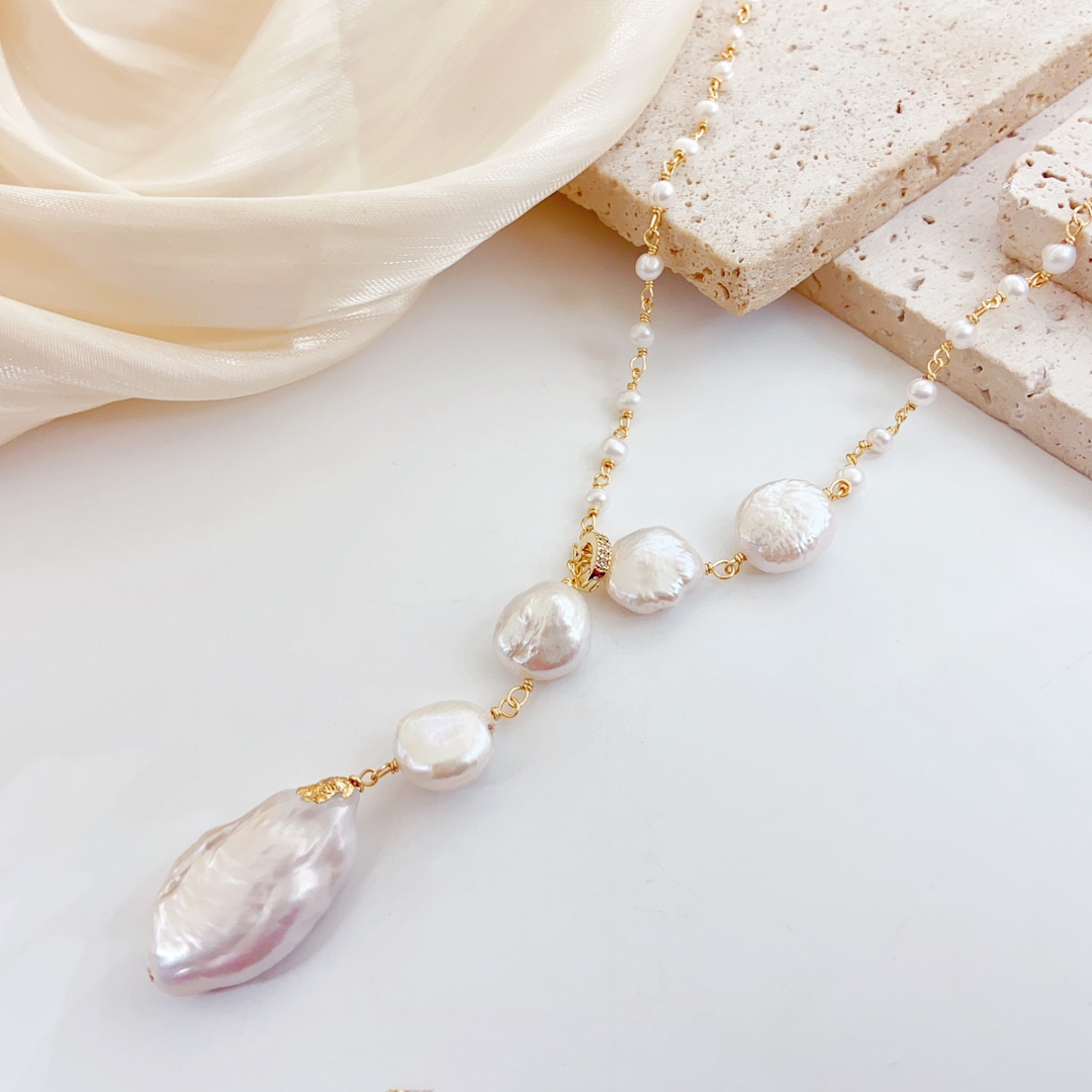 铜合金项链 雪舞珍珠项链货号：XL290002材质： 巴洛克珍珠