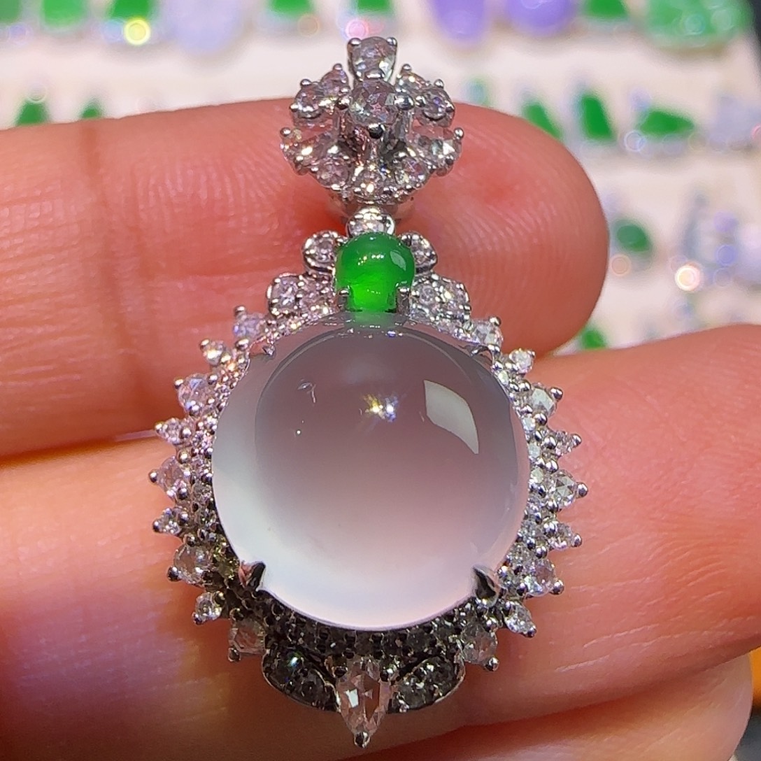 翡翠18K金镶嵌吊坠(不含链)