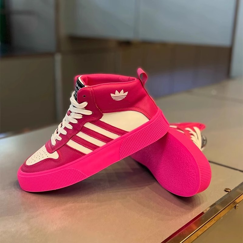 潮流男鞋2025年新款三道杠拼色厚底高帮板鞋男轻奢百搭系带休闲鞋