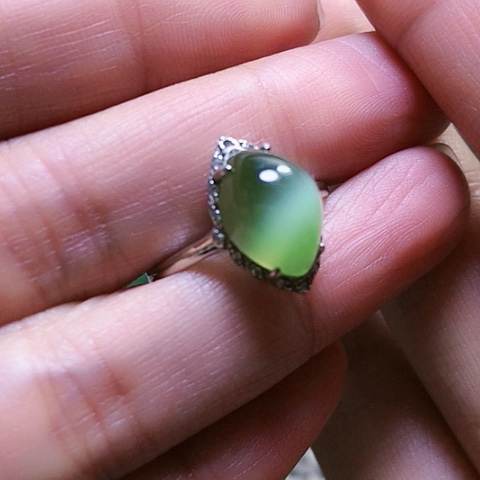 和田玉戒指银S925镶嵌